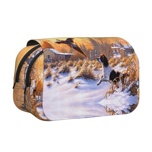 Federmäppchen mit Fang-Fasan, doppellagig, Flip-Top, großes Fassungsvermögen, 50 Stifte, Organizer, strapazierfähiges Polyester, Schreibwaren-Halter für Schule, Kunstreisen (Allover-Druck) von DNBCLEZK