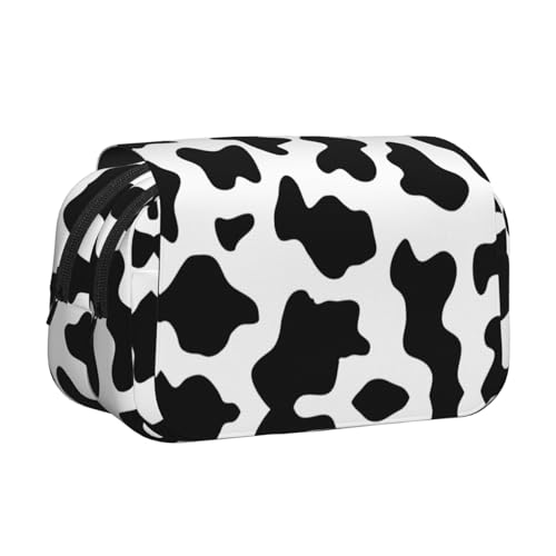 Federmäppchen mit Kuh-Aufdruck, doppelschichtig, Klappetui, großes Fassungsvermögen, Organizer für 50 Stifte, strapazierfähiges Polyester, Schreibwaren-Halter für Schule, Kunstreisen (Allover-Druck) von DNBCLEZK