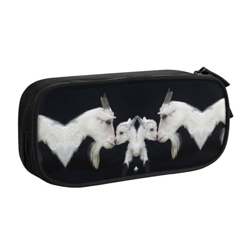 Federmäppchen mit niedlichem Schaf mit Mutter, großes Fassungsvermögen, doppellagig, personalisierbar, Volldruck, Polyestergewebe, Organizer, Schule, Büro, Reise-Make-up-Tasche, Schwarz von DNBCLEZK