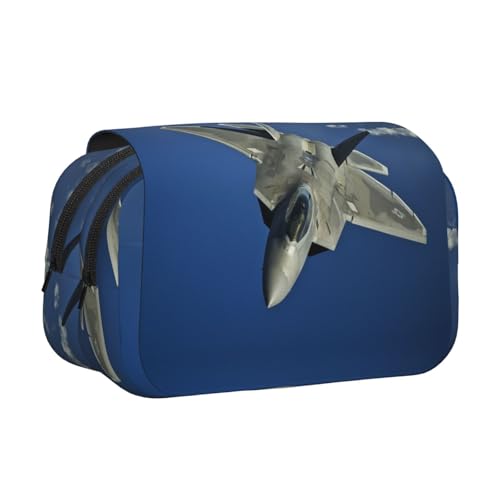 Flying Airplane Doppelschichtiges Flip-Top-Federmäppchen, großes Fassungsvermögen, Organizer für 50 Stifte, strapazierfähiges Polyester, Schreibwaren-Halter für Schule, Kunstreisen (Allover-Druck) von DNBCLEZK