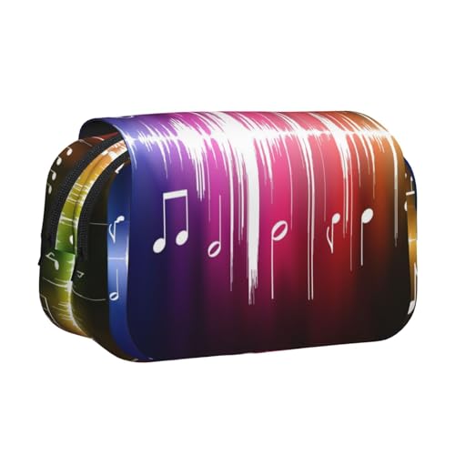 Jumping Musiknoten-Doppelschichtiges Flip-Top-Federmäppchen, großes Fassungsvermögen, Organizer für 50 Stifte, strapazierfähiges Polyester, Schreibwaren-Halter für Schule, Kunstreisen (Allover-Druck) von DNBCLEZK