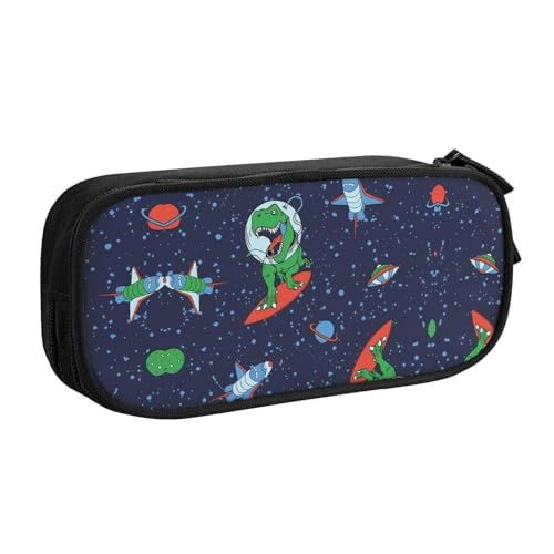 Lustiges Federmäppchen mit Astronauten-Dinosaurier-Rakete, großes Fassungsvermögen, doppellagig, für Studenten, anpassbar, Volldruck, Polyestergewebe, Organizer, Schule, Büro, Reisen, Make-up-Tasche von DNBCLEZK