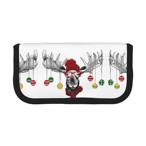 Lustiges Weihnachts-Federmäppchen aus Segeltuch mit schwarzem Rand, Mehrzweck-Make-up-Tasche, Organizer, doppelter Reißverschluss (19 x 9 x 5 cm) von DNBCLEZK