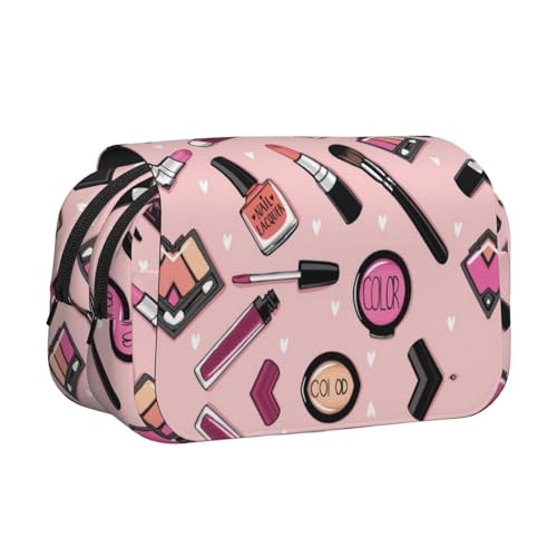 Modernes Kosmetik-Federmäppchen für Mädchen, doppellagig, Flip-Top, großes Fassungsvermögen, Organizer für 50 Stifte, strapazierfähiges Polyester, Schreibwaren-Halter für Schule, Kunstreisen von DNBCLEZK