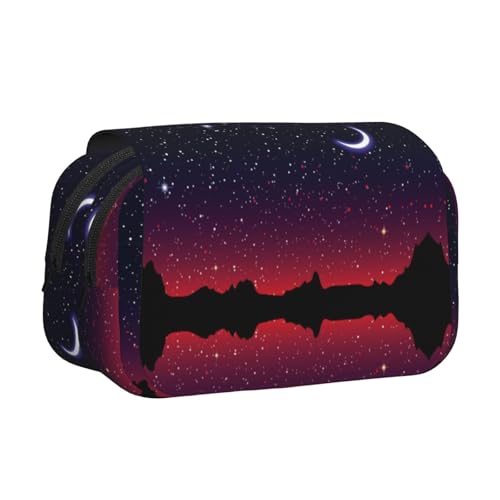 Night Starry Doppelschichtiges Flip-Top-Federmäppchen, großes Fassungsvermögen, Organizer für 50 Stifte, strapazierfähiges Polyester, Schreibwaren-Halter für Schule, Kunstreisen (Allover-Druck) von DNBCLEZK