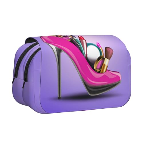 Schuhe- und Make-up-Federmäppchen, doppellagig, großes Fassungsvermögen, Organizer für 50 Stifte, strapazierfähiges Polyester, Schreibwaren-Halter für Schule, Kunstreisen (Allover-Druck) von DNBCLEZK