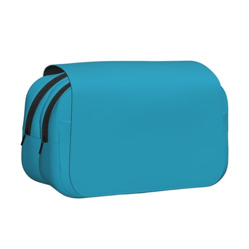 Sea Cyan Doppelschichtiges Flip-Top-Federmäppchen, großes Fassungsvermögen, Organizer für 50 Stifte, strapazierfähiges Polyester, Schreibwaren-Halter für Schule, Kunstreisen (Allover-Druck) von DNBCLEZK