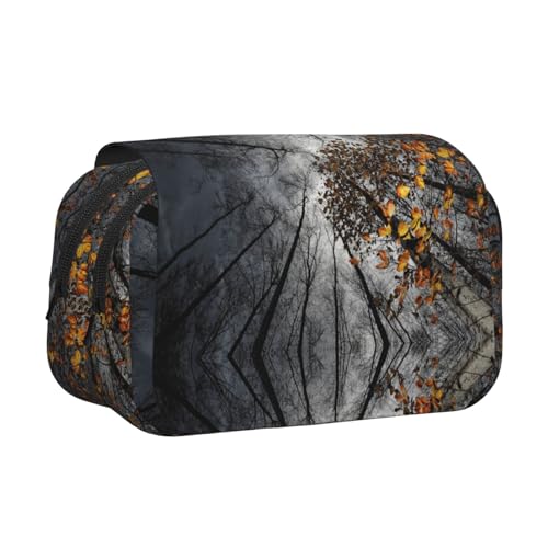 The Tree Doppelschichtiges Federmäppchen, großes Fassungsvermögen, Organizer für 50 Stifte, strapazierfähiges Polyester, Schreibwaren-Halter für Schule, Kunstreisen (Allover-Druck) von DNBCLEZK