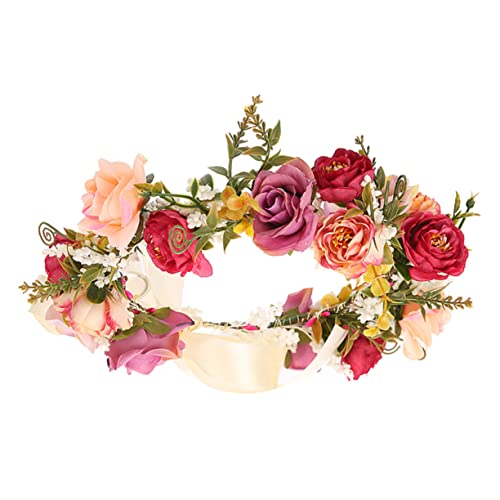 1 Stück Blumenmädchen-Stirnband, Hochzeits-Kopfschmuck for die Braut, Blumen-Kopfbedeckung, Brautkranz, Böhmen-Blumen-Haarmaske, Kopfbedeckung, Blumen-Strand-Kopfbedeckung, Blumen-Mädchen-Kopfbedeckun von DNCG