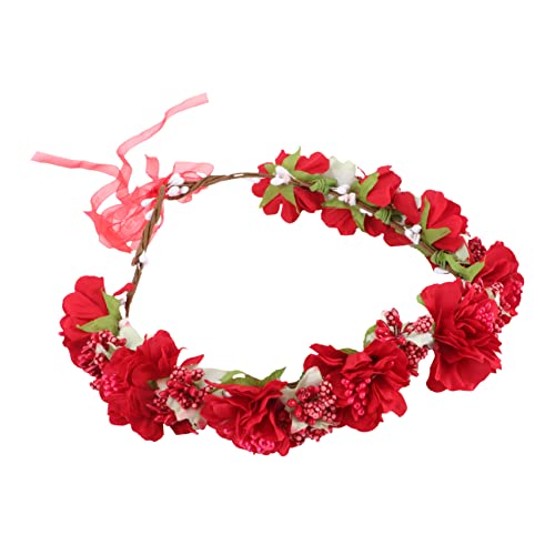 1 Stück Braut-Requisiten Stoffgirlande Kranz Strand Gelb Festivals Blumen Fee Blumenstirnband Verstellbarer Kopfschmuck Mädchen Zubehör Frauen for Foto Rose Blumen Kleid Kopfbedeckung Haar (Color : R von DNCG