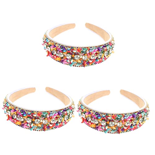 3 Stück Diamant-Stirnband, Strass-Stirnband, Haargummis for Damenhaar, Mädchen-Stirnband, Perlen-Stirnband for Frauen, gepolstertes Haarband, Strass-Stirnband for Frauen, dekorieren Sie Miss Wild von DNCG