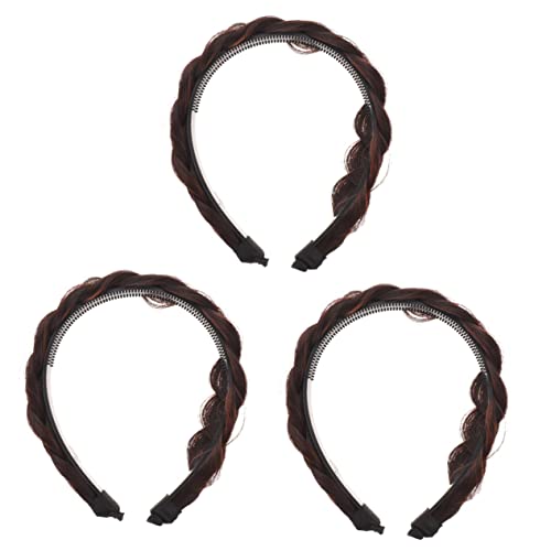 3 Stück Zopf-Stirnband-Haar-Accessoire for Damen, Damen-Haarspangen, Haar-Accessoire for Mädchen, geflochtenes Stirnband mit Zähnen, Haargummis for Damen, Damen-Haarspangen, Ant-Stirnband braun von DNCG