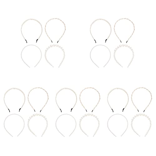 5 Stück Perlen-Stirnband, Perlen-Hochzeits-Stirnband, Perlen-Tiara, Haarband, Brautperlen-Kopfschmuck, Perlen-Haarband: 4 Stück (Color : As Shownx5pcs, Size : 14x12.5cmx5pcs) von DNCG