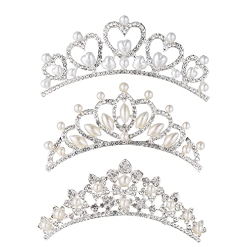 Damen-Stirnbänder, 3-teilig, Tiara-Zubehör, Brautkamm, Brauthaar-förmige Perlen, Party-Kristall-Clips for Perlen-Kopfbedeckung, Hochzeit, Geburtstag, Einsatzteil, Prinzessin-Kopfschmuck, Strass-Braut- von DNCG