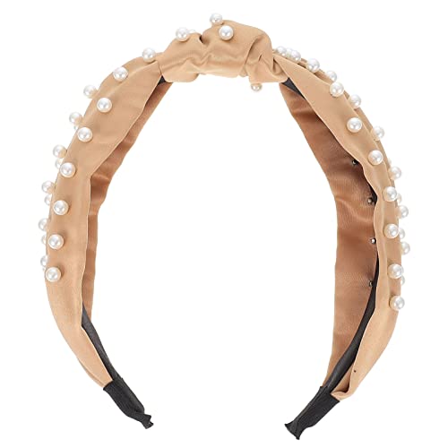 Damen-Workout-Stirnbänder, geknotet, breites Stirnband, breites Haarband, Vintage-Kopfbedeckung, elastisches Haar-Accessoire for Frauen und Mädchen, Khakifarbene modische Damen-Stirnbänder (Color : K von DNCG