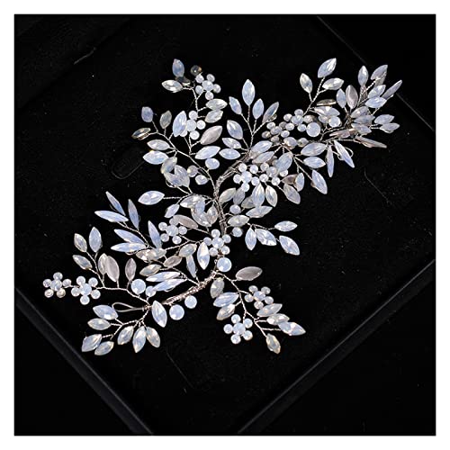 Haarnadel Silber Farbe Blume Braut Stirnband Opal Kristall Handgemachte Haar Rebe Frauen Hochzeit Tiara Schmuck Braut Kopfschmuck von DNCG