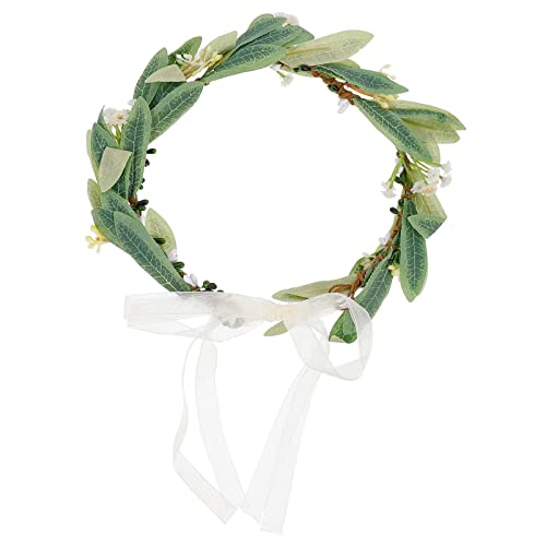 Mädchen-Stirnbänder, Olivenblatt-Kranz, Blumenmädchen-Kopfbedeckung mit Band, Braut-Stirnband, floraler Haarschmuck for Frauen und Mädchen, Hochzeitszeremonie, Party, Festival, Blumenmädchen-Stirnband von DNCG