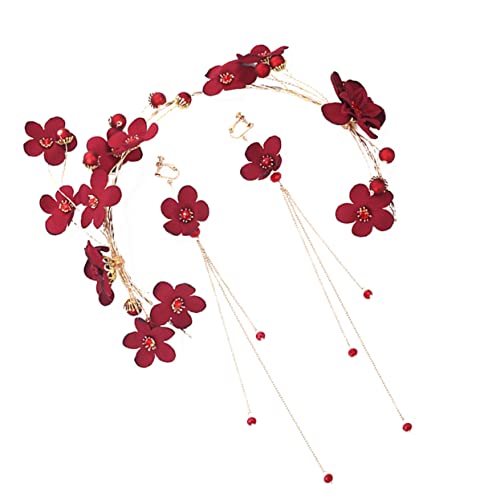 Set Perlen-Stirnband, Braut-Ohrringe for den Hochzeitstag, Perlen-Tropfenohrringe for Frauen, Hochzeits-Sets for Frauen, Braut-Kopfbedeckung, Blumen-Haarband, Ranken-Haar-Accessoires, Kopfbedeckung-An von DNCG