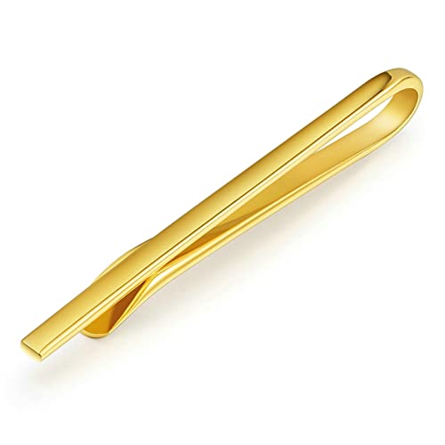 Tie Clip On, Gold Tie Bar Piloshed Clip Stainless-Steel Men Tie Bar Clip Men Suit Accessories Valentine Gifts for Men Tie Accessories von DNCG