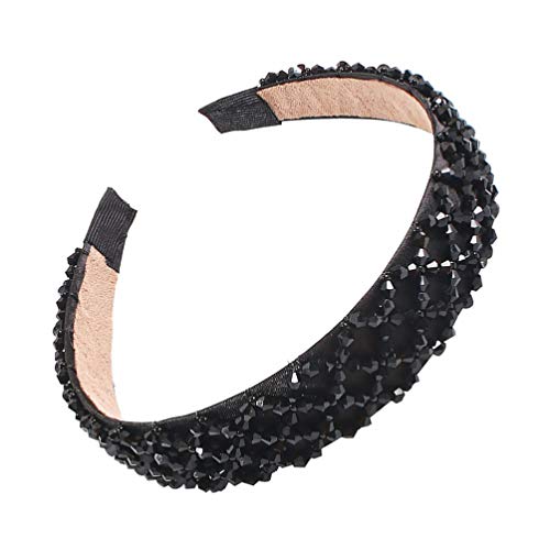 Zopfschmuck Imitation Kristallhaar Handstrickperlen Kopf Haarband Haardekoration Weiblicher weißer Strass Haarschmuck (Color : Black) von DNCG