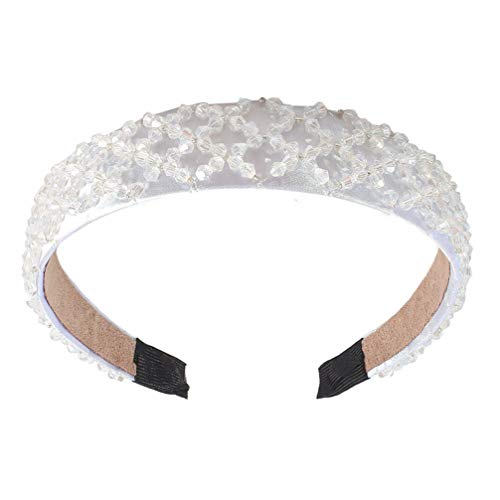 Zopfschmuck Imitation Kristallhaar Handstrickperlen Kopf Haarband Haardekoration Weiblicher weißer Strass Haarschmuck (Color : White) von DNCG