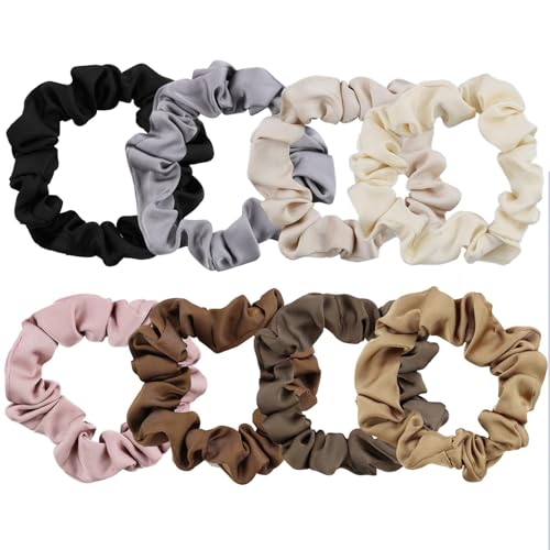 (8 Stück) Haargummis Seide Scrunchies für Damen, Premium Satin Haargummis, Weiche Elastische Silk Pferdeschwanzhalter für Damen Frauen Mädchen Haarschmuck 8 Farben von DNDGDLUA