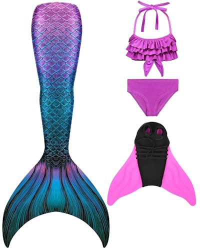 DNFUN Mädchen Monoflossen mit Cosplay Bikini Set und Flossen DNFUN Mädchen Monoflossen mit Cosplay Bikini Set und Flossen von DNFUN