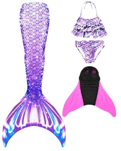 DNFUN Mädchen Monoflossen mit Cosplay Bikini Set und Flossen DNFUN Mädchen Monoflossen mit Cosplay Bikini Set und Flossen von DNFUN