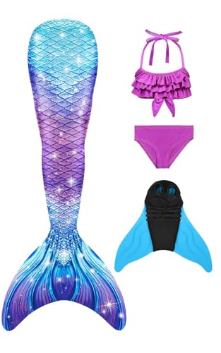 DNFUN Mädchen Monoflossen mit Cosplay Bikini Set und Flossen DNFUN Mädchen Monoflossen mit Cosplay Bikini Set und Flossen von DNFUN
