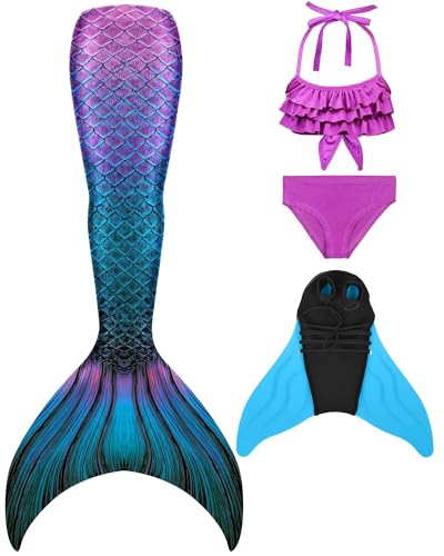 DNFUN Mädchen Monoflossen mit Cosplay Bikini Set und Flossen DNFUN Mädchen Monoflossen mit Cosplay Bikini Set und Flossen von DNFUN