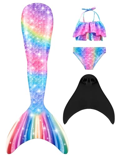 DNFUN Mädchen Monoflossen mit Cosplay Bikini Set und Flossen DNFUN Mädchen Monoflossen mit Cosplay Bikini Set und Flossen von DNFUN