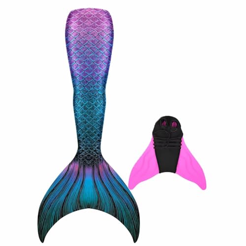 DNFUN Mädchen Monoflossen mit Cosplay Bikini Set und Flossen von DNFUN
