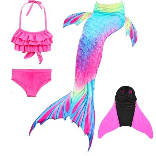 DNFUN Mädchen Monoflossen mit Cosplay Schwanz und Flossen von DNFUN