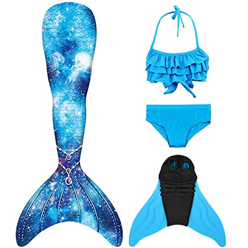 DNFUN Meerjungfrauenflosse Mädchen mit Monoflosse Mermaid Tail Badeanzug zum Schwimmen,DF15,150 von DNFUN