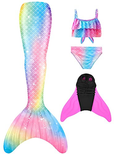 DNFUN meerjungfrauenflosse mädchen Neuer Mermaid Tail Badeanzug für Erwachsene und Kinder von DNFUN