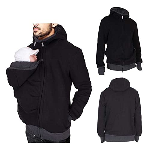 DNJKH Känguru Hoodie Multifunktions Männer Fleece Sweatshirt Hoodie Jacke Winter Warme Babytrage Mantel von DNJKH