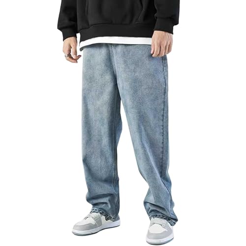 Jeanshosen Herren Hose mit Weitem Bein Jeans Hip Hop Y2K Baggy Jeans Teenager Jungen Skateboard Hosen Streetwear von DNJKH