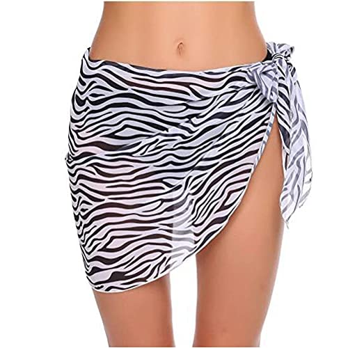 DNLKWGO Damen-Bikini, durchsichtig, kurzer Rock, Strand-Badeanzug, Zebra, Medium von DNLKWGO