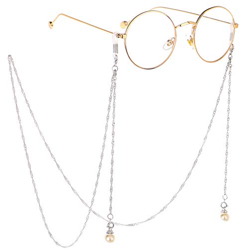 DNLKWGO Damen Multifunktions-Brillenketten, abnehmbarer Sonnenbrillen-Riemenhalter, Perlenanhänger, Brillenkette, silber, One size von DNLKWGO