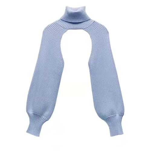 DNLKWGO Damen-Pullover, falscher Kragen, halbe Bluse, Rollkragen, lange Ärmel, bauchfrei, Blau, Medium Mehr von DNLKWGO