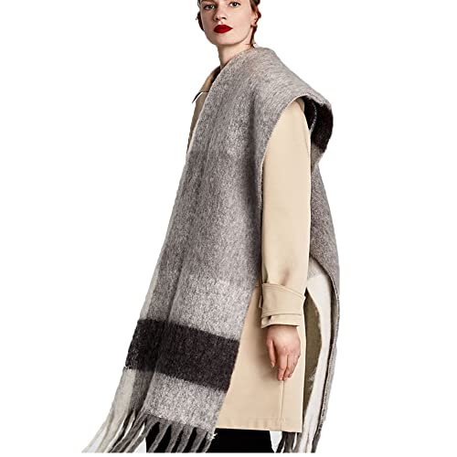 DNLKWGO Dicker Deckenschal, Kaschmir-Gefühl, Pashmina-Fransen-Schal, gemütlicher Schal für Frauen und Mädchen, Grey, One size von DNLKWGO