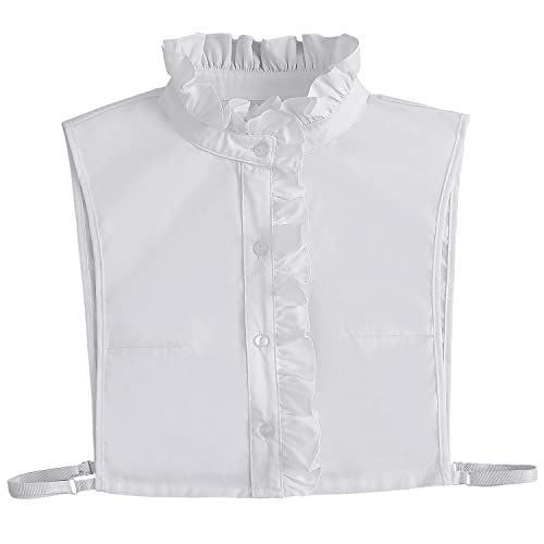 DNLKWGO Modischer Rollkragen, falscher Kragen, Rüschenstil, abnehmbarer falscher Kragen, Button-Down-Halbhemd für Frauen und Mädchen, B-weiß, M Große Größen von DNLKWGO