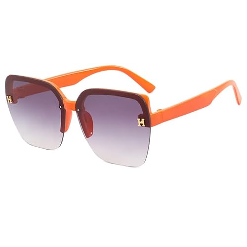 DNLKWGO Quadratische randlose Sonnenbrille Retro Stil Vintage Sonnenbrille UV Schutz für Frauen, Orange, Einheitsgröße von DNLKWGO