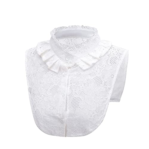 DNLKWGO Spitze Fake Kragen Half Top Mock Bluse Peter Pan Kragen für Frauen Mädchen, C-Weiß, M Große Größen von DNLKWGO