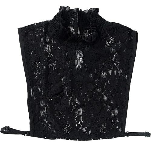 DNLKWGO Spitze Fake Kragen Half Top Mock Bluse Peter Pan Kragen für Frauen Mädchen, D-Schwarz, M Große Größen von DNLKWGO