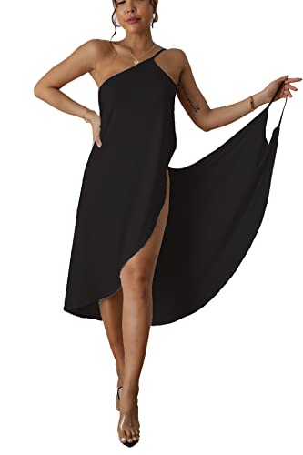 DNLKWGO Strand Cover Up Bademode Strand Badeanzug Strand Coverup Rock Sommer Neckholder Kleid, Schwarz, 3X-Large von DNLKWGO