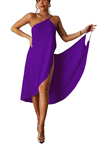 DNLKWGO Strand Cover Up Bademode Strand Badeanzug Strand Coverup Rock Sommer Neckholder Kleid, Violett, Medium von DNLKWGO