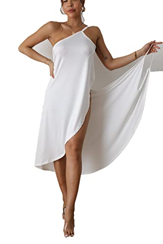 DNLKWGO Strand Cover Up Bademode Strand Badeanzug Strand Coverup Rock Sommer Neckholder Kleid, Weiss/opulenter Garten, 5X-Large von DNLKWGO