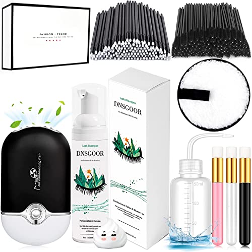 200ml/6.7fl.oz Professionell WimpernShampoo Lash Foam Cleanser USB Wimpern Föhn Reinigung Bürste Mascara Brush Wiederverwendung Makeup Entferner Pad Miniatur Pinsel Waschflasche von DNSGOOR