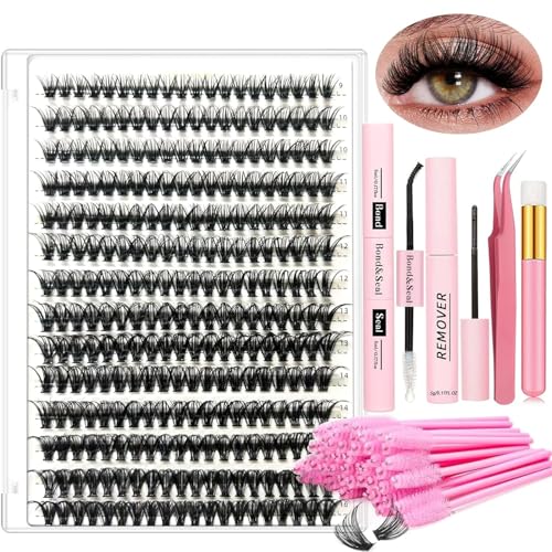 DIY Wimpernverlängerung Kit 280 PCS 9-16mm Länge 40D Curl Individuelle Wimpern Kit für Anfänger Lash Bond and Seal Wimpernkleber Entferner Pinzette Wimpernanwendungswerkzeug von DNSGOOR